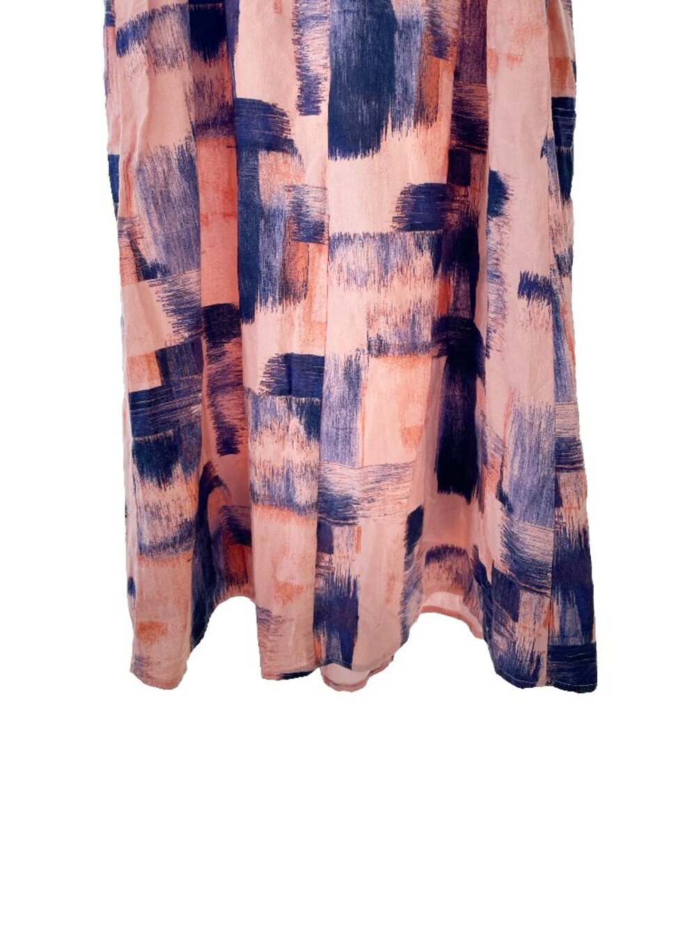 Universal Thread Abstract Small Cotton Peach Pink Blue Dress Puff Sleeve Pockets - Picture 13 of 13